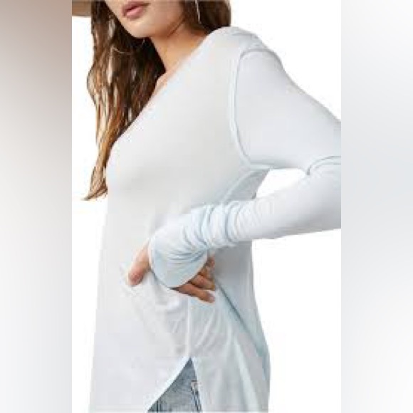 Free People Fresh and Clean long sleeve top in Sub Zero (pale light blue). NWT - Picture 3 of 8